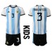 Argentinië Nicolas Tagliafico #3 Babykleding Thuisshirt Kinderen WK 2022 Korte Mouwen (+ korte broeken)